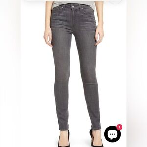 PAIGE Women's Skinny Jeans in Charcoal Gray, High rise, Like-New Condition